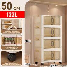 40/50/60cm Organizer Cabinet, Foldable, Stackable, With Wheels, Multipurpose, 2 Doors - 查看 14