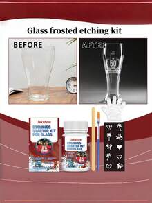 Frosted Glass Etching Set, Cups With Non-Fading Etched Patterns, Portable Artistic Frosted Glass Etching Design - 1set - View 2