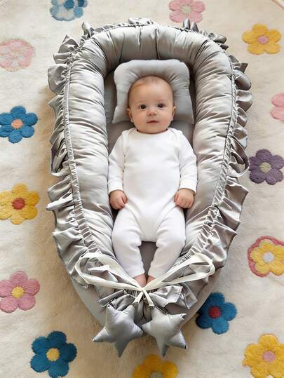 Cuna para bebé recién nacido, cama para infantes, casa de juegos para niños, colchón de sueño para bebé con estampado de hojas de otoño | Cuna mecedora portátil para dormir junto al bebé con asa | Artículo esencial para la guardería lavable a máquina, adecuado para recién nacidos de 0 a 3 meses