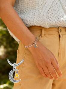 1pc Minimalist Unique Totem Moon Pendant DIY Jewelry, Delicate Jewelry Gift, Suitable For Both Men And Women - Gather - View 2