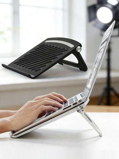 Adjustable Portable Laptop Stand, Stable Cooling Pad For Tablet, Foldable Ergonomic Laptop Holder Suitable For MacBook Pro/Air And 10-17 Inch Laptops, Minimalist Metal Material For Office, Home, Travel