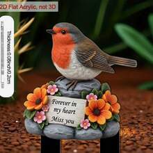 1个2D亚克力鸟形插牌，带花卉底座，刻有“永在我心”，适用于户外花园装饰、花盆和庭院装饰，鸟形雕塑，可满足11个节日的装饰需求。 - C - 查看 5