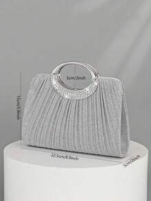 Dedoo 女士时尚闪亮水晶水钻晚宴手拿包，璀璨奢华镶钻正式礼服手包，适合晚宴、派对、生日、婚礼等场合，可作新娘手拿包 - 銀色 - 查看 5