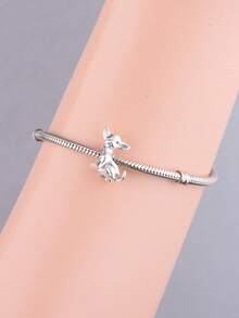 一件极简风格925纯银吉娃娃锆石镶嵌吊坠珠，可DIY制作，纪念款，中性生日礼物 - 銀色 - 查看 6