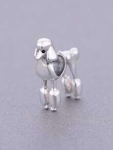 1 Piece Of Minimalist 925 Sterling Silver Animal Poodle Zirconia Inlaid Pendant Bead DIY Commemorative Neutral Birthday Gift - Silver - View 2
