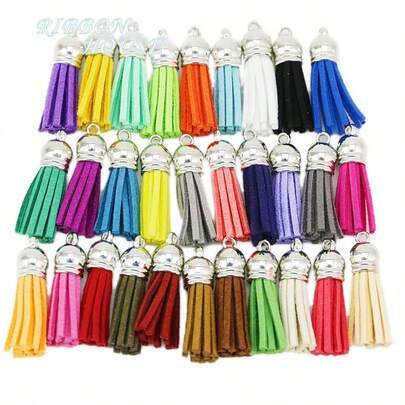 20pcs/Pack 4cm Vintage British Style Tassel Keychain Decor, Brooch, Clothing Embellishment, Bag Charm, Handmade DIY