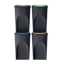 Interior WELL HOME - Lot de 4 poubelles, 100 % plastique recyclé, noires, 4 x 35 L - Noir - Voir 2
