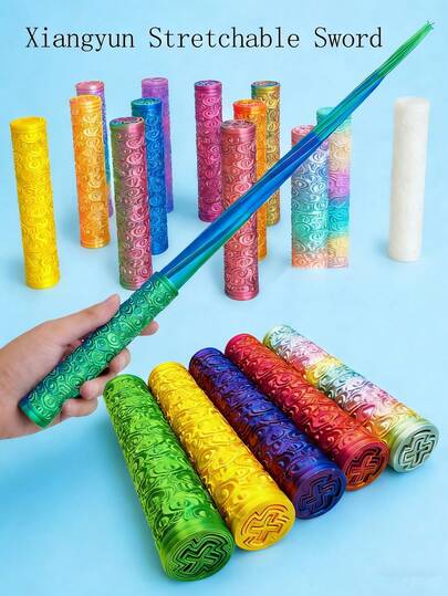 Auspicious Cloud Retractable Stick, Comes With Gift Bag, Telescopic, Stress Relief Toy, Instant Stress Relief, Vibrant Colors, Suitable For Holiday Gifts, Party Favors, Home Decor, Office Decor, Toys, Easter, Fidget Toys, Easter Basket Filler, Easter Eggs Filler