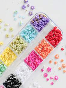 12件組 3D花朵美甲裝飾，3D樹脂花朵混色糖果色美甲飾品－魚子珠、珍珠AB平底鑽石寶石美甲配件美甲飾件 - 彩色 - 查看 4