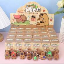 1个趣味十足的水豚毛绒钥匙扣，可爱解压玩具，学生奖励礼物，返校季好物 - 彩色 - 查看 5