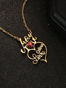 Custom Mom I Love You Birthstone Heart Name Necklaces For Women Stainless Steel Customized Pendant Necklace Female Personalized Neck Chain Jewelry Birthday Mother's Day Gift - Multicolor - View 9