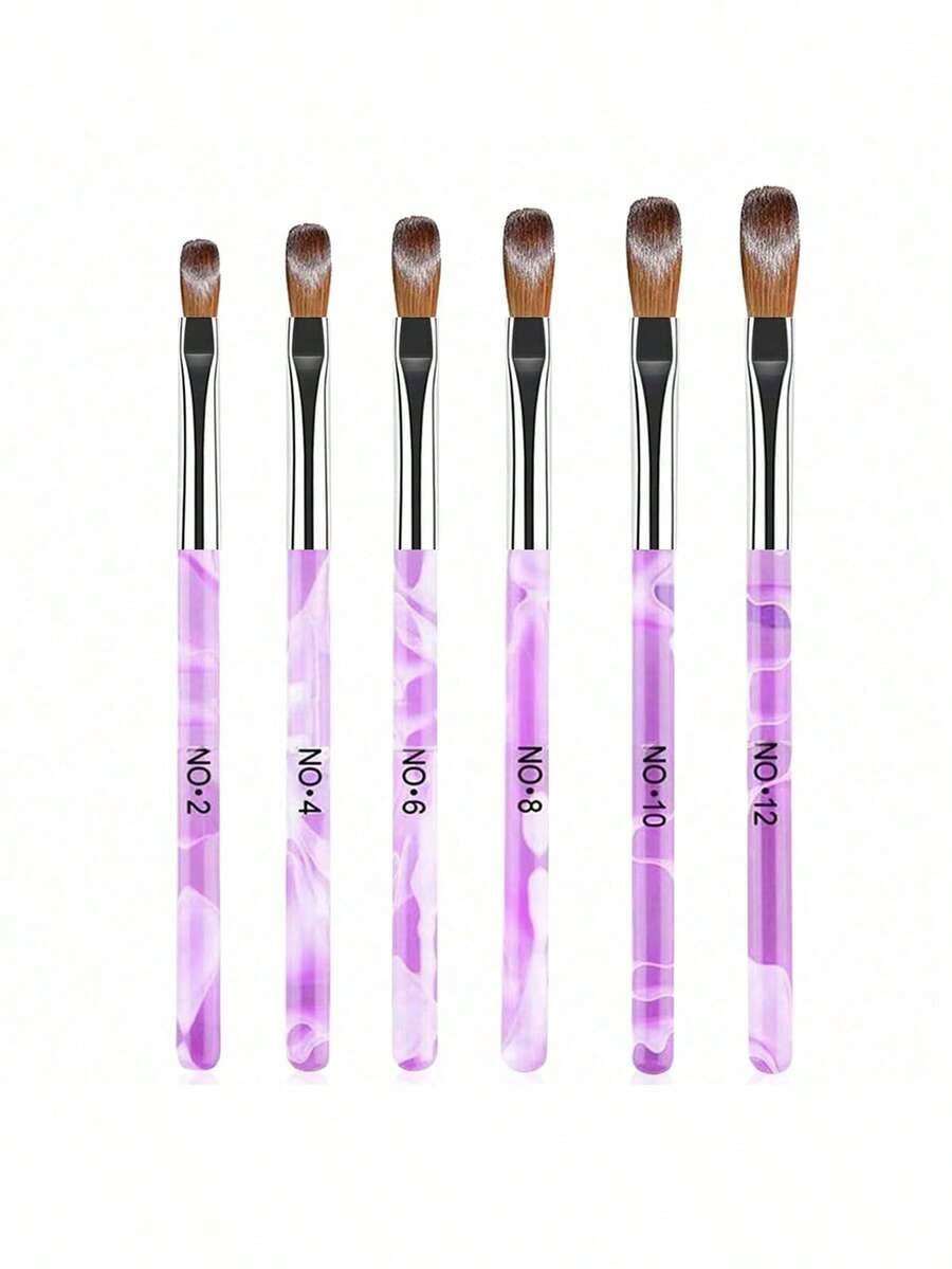 6pcs Acrylic Nail Brush Set, Nail Art Design Tools, 3D Builder Nail Gel Brush - Acrylic Nail Drawing Pen - Nail Art Brush For Salon At Home Manicure - Nhiều màu - Xem 1