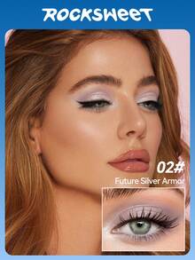 Barra de sombra de ojos brillante ROCK SWEET Shimmering Spectrum - Un solo toque crea un maquillaje de ojos mate, luminoso y ahumado, con tonos terrosos, cosméticos a prueba de manchas - Brillo de diamante plateado - Ver 3