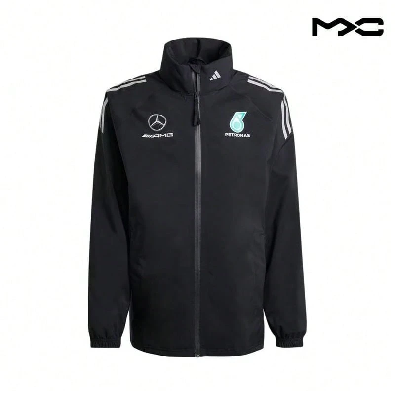 X  Petronas F1 Collaboration Team Ss25 Logo Striped Fashion Versatile Comfortable Stand Collar Work Jacket Black Jacket Men - Multicolor - View 1