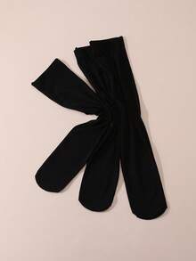 3 Pairs Baby Girls Velvet Tights, Autumn/Spring Leggings - Black - View 9