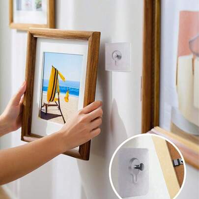 30 móc treo tranh tự dính, không cần khoan, liền mạch, chịu lực cao, dính chắc vào tường, thích hợp treo ảnh, tranh, áp phích, dễ dàng lắp đặt, khung kim loại, không cần đinh, phụ kiện trang trí nhà cửa, không cần đinh, không gây hư hại.