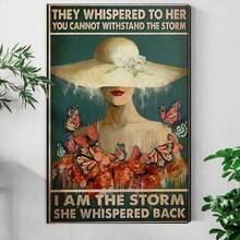 2D Flat, Posters & Prints 1Pc Framed Wall Art Women's Power, Butterflies And Roses, Vintage Art Style Canvas Poster Paintings Ideal Gift For Living Room Bedroom Corridor Wall Decor Room Decoration Ready To Hang - 印花 - 查看 1