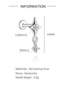 1pc 925 Sterling Silver Moissanite Stud Earrings, Women's Earrings & Jewelry, Wedding/Birthday Gift, Hypoallergenic - Silver - View 15