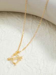 1 pieza Collar con colgante en forma de flecha de Cupido gótico, regalo de joyería para hombres y mujeres - Dorado - Ver 6