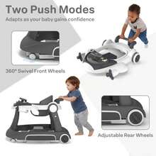 Kinder King 8-In-1 Baby Walker, 3 Level Adjustable Height, Foldable Toddler Activity Walker With Speed Adjustable Wheels, Easy To Clean, Christmas Halloween Gift, Gray - Xám - Xem 5