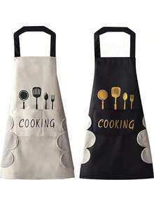 1Pcs/2Pcs Chef Apron, Kitchen Cooking Apron, Baking Apron, Catering Apron, BBQ Apron, Work Apron, Unisex, Stain Resistant And Durable, Professional Kitchen Apron, Suitable For Restaurant, Catering, Hotel Waiters, Home Baking Enthusiasts - Xem 9