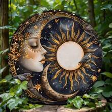 1pc Vintage Sun And Moon Metal Wreath Sign - 8x8 Inch Rust-Proof Wall Decor For Living Room, Home, Cafe, Apartment & Restaurant | Perfect Gift For Mother's Day, Birthday, Graduation, Aesthetic Room Decor, Wall Art, Housewarming Gift,Room Decor,Halloween Decor,Home Decor,Bathroom Decor,Bedroom Decor,Kitchen Decor,Wall Decor,House Decor, Room Decoration Stuff,Living Room Decor - Wall Decor Plaque, Music Room Decor -  Retro Kitchen Decor, Pre-Drilled Holes, Random Hole Style - Metal Wall Art, Tin Signs, Vintage Metal Signs, Retro Wall Decor, Rustic Metal Art, Cool Metal Signs, Man Cave Decor, Garage Signs, Classic Metal Art, Unique Wall Art - Nhiều màu - Xem 1