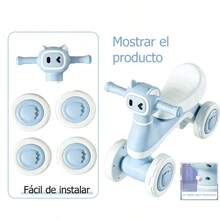 Bicicleta de Equilibrio para Bebé para Niñas de 1 Año de Edad Regalos, 10-12 Meses Bicicleta de Equilibrio para Niños Pequeños Sin Pedal con 4 Ruedas Silenciosas, Regalo de Primer Cumpleaños - Multicolor - Ver 5