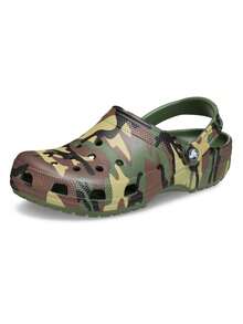 Crocs Unisex-Adult Classic Graphic Clogs - Army Green Camo - View 1
