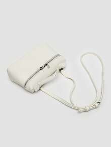 1pc Solid Color Litchi Texture PU Square Shoulder Bag, Small Handbag For Women, Suitable For Daily Fashion Matching, - White - View 8