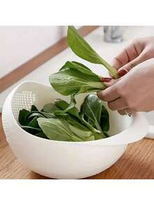 1pc Spring Rice Washing Sieve Strainer Plastic Rice Washing Basin Kitchen Utensil Draining Basket Vegetable Fruit Washing Bowl - Multicolor - View 9