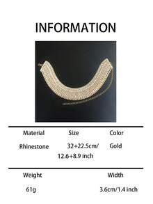 1 件夜总会性感多层流苏项链，闪亮水晶新娘时尚项链，适合晚会、派对、婚礼 - 金色 - 查看 5