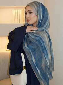 1 Stück Regenbogen gestreifter bedruckter Viskose Hijab, bohemian modisch, bequem und weich Damen Modal Schal, lässig und vielseitig Sonnenschutz Umhang, geeignet als Damen Accessoire für den täglichen Gebrauch und Festtage - Verschiedenfarbig - Übersicht 21