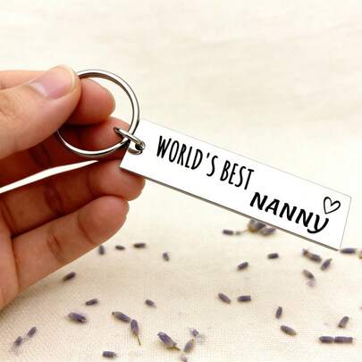 Nanny Gift Keychain - Engraved "World's Best Nanny" - Stainless Steel Keyring For Keys, Bags - Great Present For Nanny, Babysitter, Daycare Provider