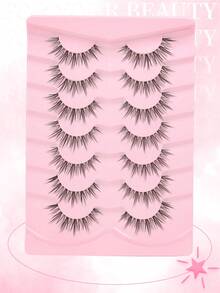 7 Pairs Lashes Natural Manga Lashes Wispy False Eyelashes Asian Anime Eye Lashes Soft Fake Eyelashes - Black - View 2
