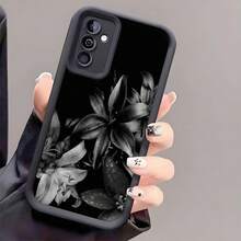 Flower 1pc Printed TPU Shockproof Phone Case, Thick Anti-Slip Protective Cover Compatible With Huawei, Honor, Galaxy S26, S26 Plus, S26 Ultra, - Black - View 1