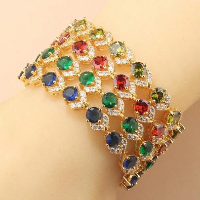 2026新款18K镀金可调节链手链，17.5厘米+3厘米延长链，低过敏性，日常佩戴不褪色，女士节日礼物，正式场合优雅配饰，多种颜色可选