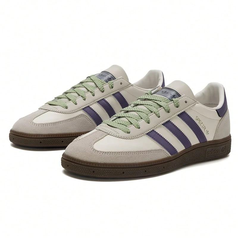 Adidas 手球特制低帮系带休闲运动鞋，日常运动鞋 JR4499，男女通用 - 漢玉白/淺灰色 - 查看 1