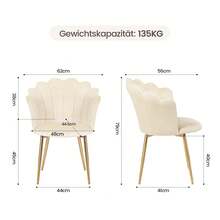 Luxstein Velvet Armchair With Golden Metal Legs, Elegant And Comfortable Upholstered Chair For The Living Room, Bedroom, Office Or Dressing Table, Stylish Lounge Chair In A Modern Design, 43 X 43 X 82 Cm - 米色 - 查看 2