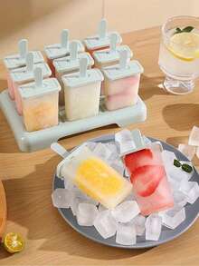 9Pcs/1set Popsicle Molds, Creative Popsicle Molds, Plastic Popsicle Molds, Ice Cream Molds, Frozen Ice Cube Trays, Household Popsicle Molds, Jelly Molds, Kitchenware, Kitchen Accessories - Multicolor - View 2