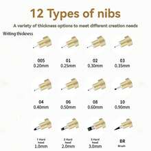 6/9/12支装防水细线针管笔套装 - 学生美术动漫手绘素描技术绘图笔 - 彩色 - 查看 5