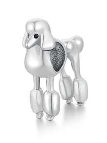1 Piece Of Minimalist 925 Sterling Silver Animal Poodle Zirconia Inlaid Pendant Bead DIY Commemorative Neutral Birthday Gift - Silver - View 1