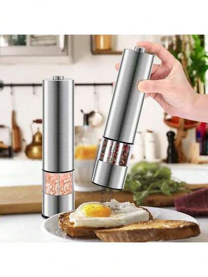 1 pieza Molinillo eléctrico de sal y pimienta, operación con una sola mano, núcleo de molienda de acero inoxidable ajustable, molinillo de pimienta automático, herramienta de cocina, molinillo de pimienta eléctrico ajustable (baterías no incluidas)
