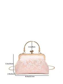 2026 New Sequin Chain Evening Clutch Bag, Fashion Celebrity Handbag, Shoulder Bag, Crossbody Bag, Solid Color Zipper Chain Tote Bag [Floral Pattern Placement Random] - Pink - View 8