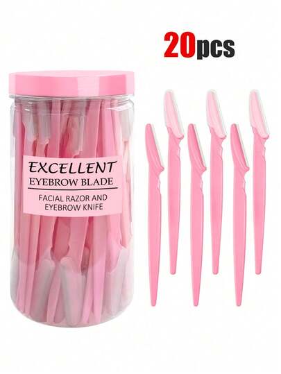 男女通用精密修眉刀，修眉刀盒，面部脱毛器，长柄修眉刀，面部毛发修剪器，男女通用面部剃刀，粉色修眉刀，眉毛修整工具，剃刀，精准去角质工具，修剪工具，带保护盒，脱毛器，修眉器，修眉刀片