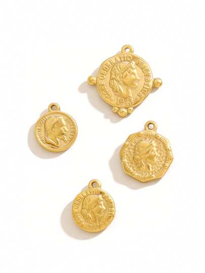 3pcs Stainless Steel Carved Queen Charms For DIY Jewelry Necklace Makings Findings 18K Gold Plated Pendant Jewelry Supplies Accessories