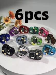 Anillo contador de dígitos decorado con rhinestones - Diseño floral brillante de contador de dedos, adecuado para uso diario/fiesta, anillo contador de dígitos de dedos con cristales incrustados - Herramienta de conteo de dígitos con estilo multicolor brillante - Multicolor - Ver 21