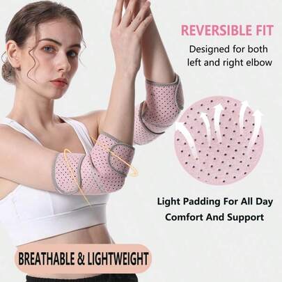 Adjustable Size Breathable Elbow Support, Suitable For Daily Fitness, Basketball, Tennis Sports, Unisex, Protect Elbow (Random Hook And Loop Type)