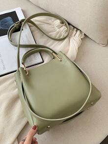 High-Quality Large Capacity Handbag, Street Fashion One Shoulder Crossbody Bag, New Ladies Tote Bag, Commuter Messenger Bucket Bag - Green - View 3