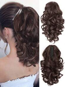12-Inch Synthetic Fiber Wavy Ponytail Hairpiece, Natural Looking Clip-On Short Ponytail Wig, Fashion Hair Accessory, Elegant Hair Clip, Suitable For Autumn And Winter - Multicolor - View 14