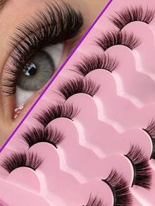 7 Pairs Thick, Long, 3D Curled False Eyelashes - View 2